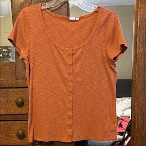 Gap Orange Short Sleeve Henley Tee